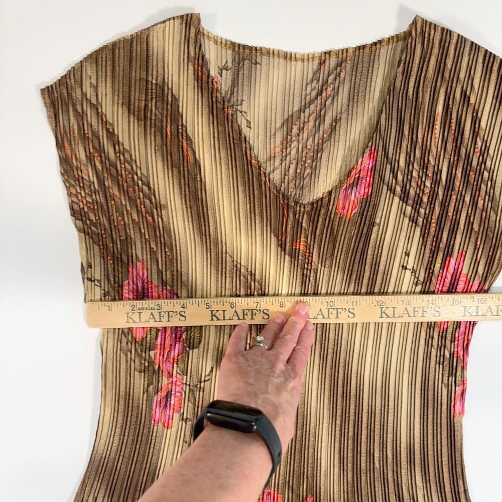Avant-Garde Y2K Floral Pleated Top NWT Brown Pink Blouse Womens Small Medium - Picture 8 of 9